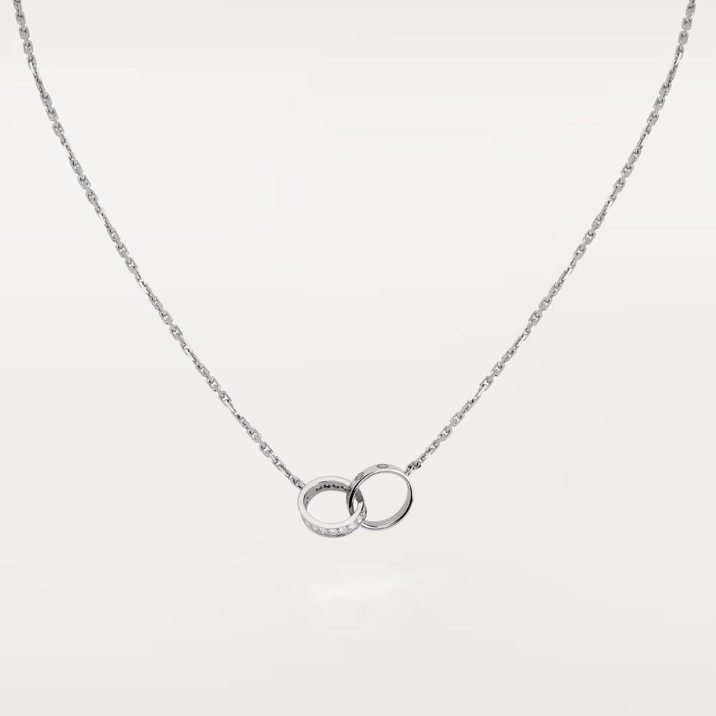 [sparkle Jewelery]LOVE DOUBLE RING HALF DIAMOND NECKLACE