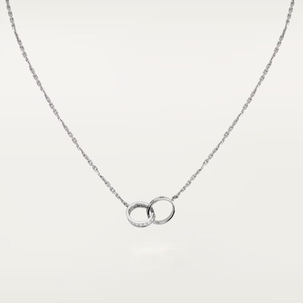 [sparkle Jewelery]LOVE DOUBLE RING HALF DIAMOND NECKLACE
