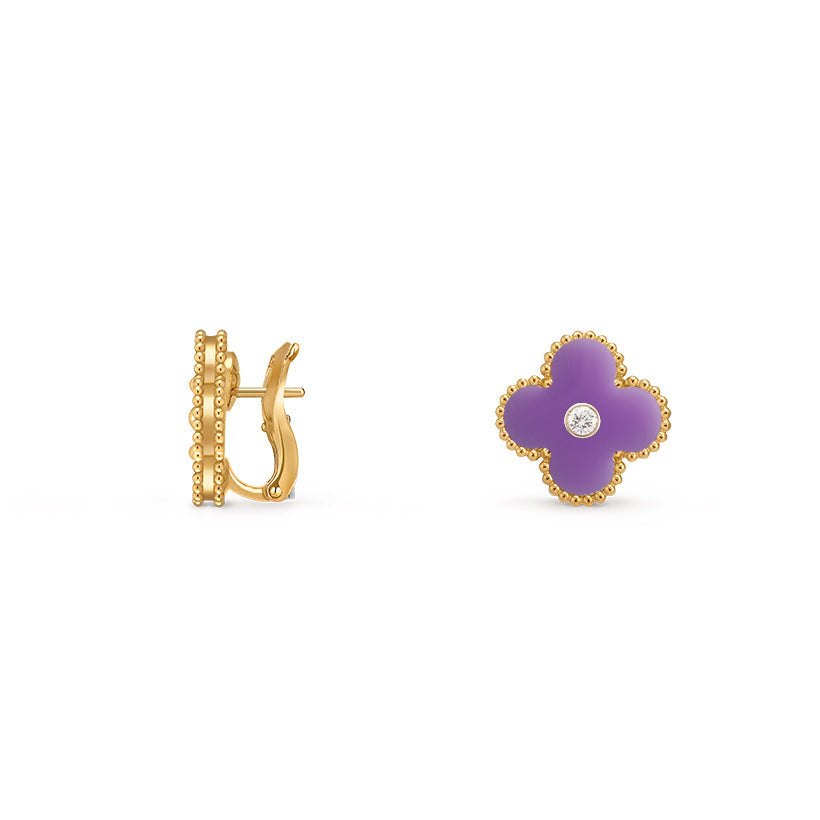[Sparkle]15MM KLEEBLATT-OHRSTECKER DIAMANT-GOLD-KOLLEKTION