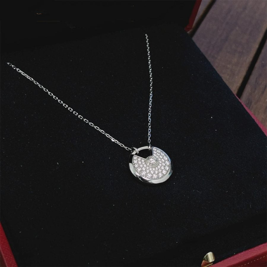 [sparkle Jewelry]AMULETTE SILVER FULL DIAMOND NECKLACE