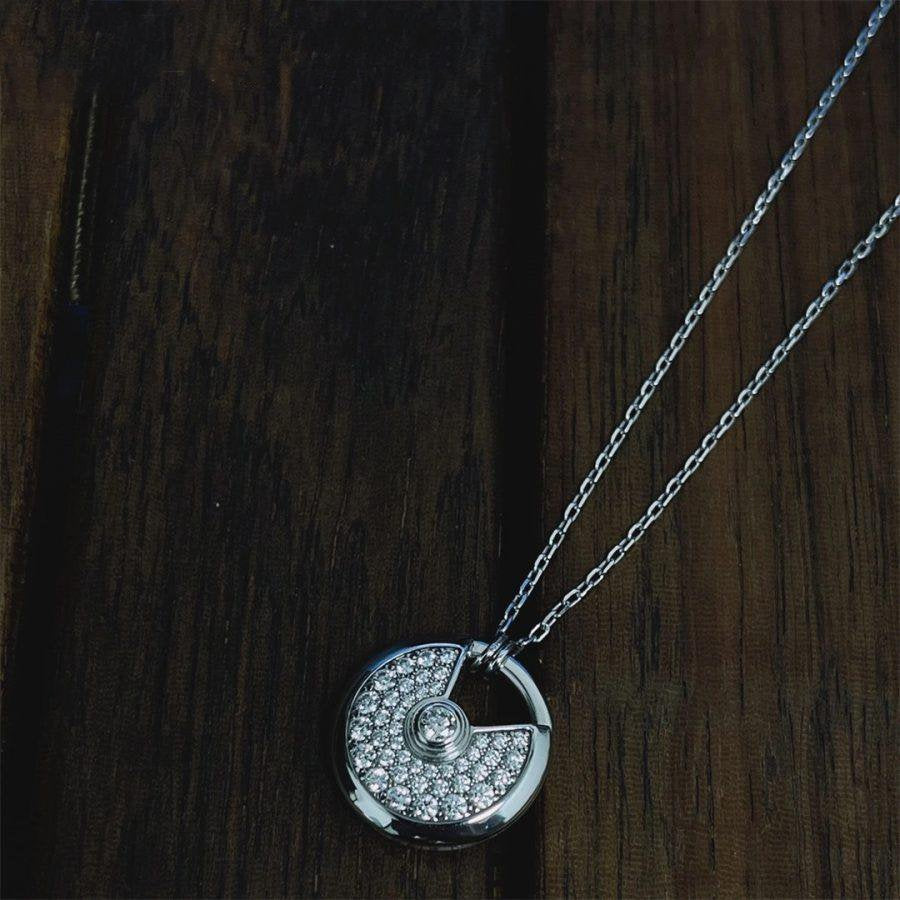 [sparkle Jewelry]AMULETTE SILVER FULL DIAMOND NECKLACE