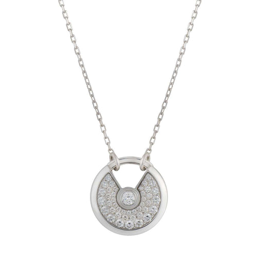[sparkle Jewelry]AMULETTE SILVER FULL DIAMOND NECKLACE