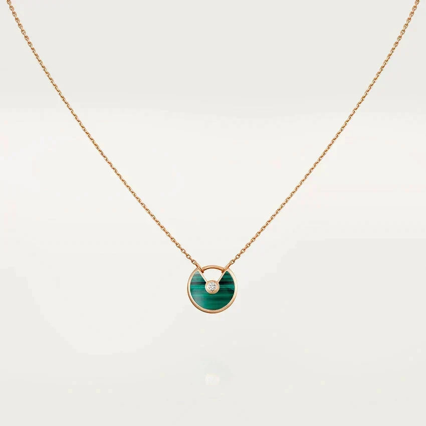 [sparkle Jewelry]AMULETTE ROSE GOLD MALACHITE NECKLACE