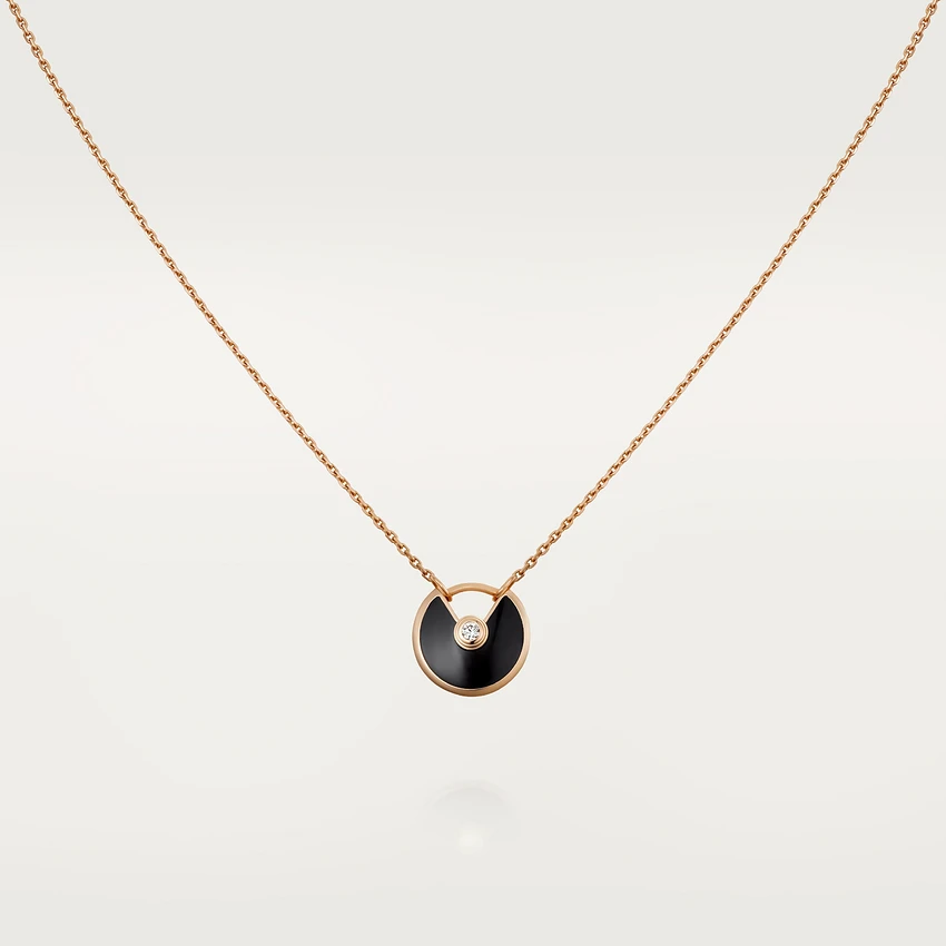 [sparkle Jewelry]AMULETTE ROSE GOLD ONYX NECKLACE