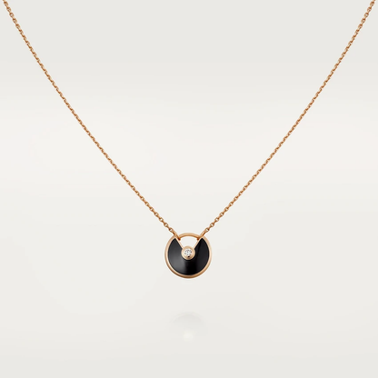 [sparkle Jewelry]AMULETTE ROSE GOLD ONYX NECKLACE