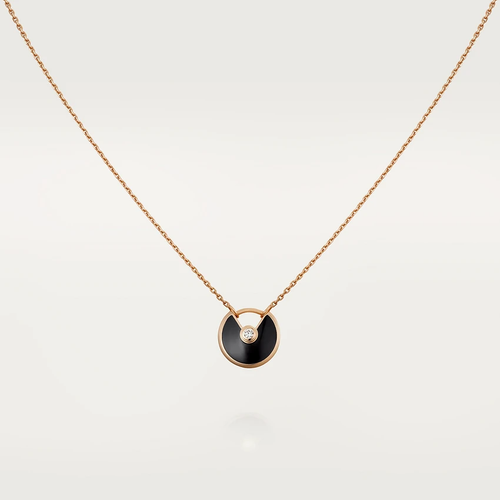 [sparkle Jewelry]AMULETTE ROSE GOLD ONYX NECKLACE