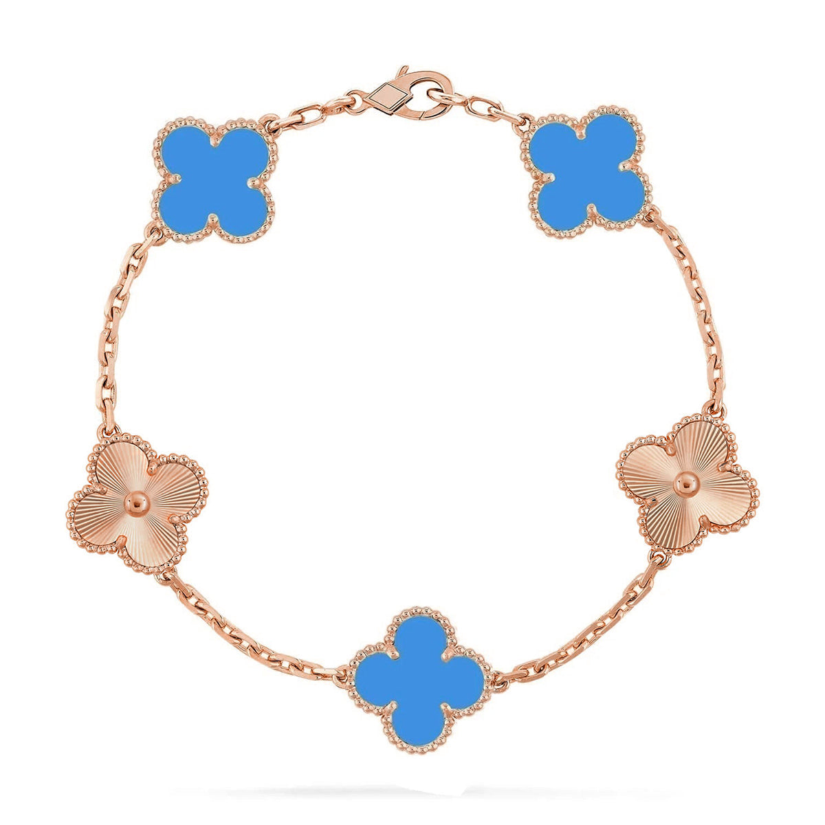 [sparkle Jewelry ] CLOVER 5 MOTIF BLUE AGATE BRACELET COLLECTION