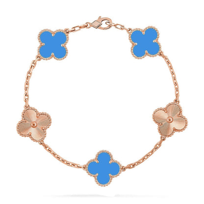 [sparkle Jewelry ] CLOVER 5 MOTIF BLUE AGATE BRACELET COLLECTION