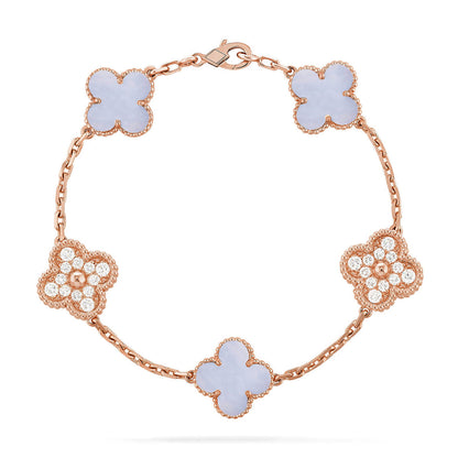 [sparkle Jewelry ] CLOVER 5 MOTIF PURPLE CHALCEDONY BRACELET COLLECTION