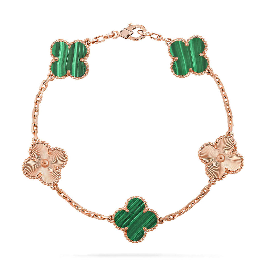 [sparkle Jewelry ] CLOVER 5 MOTIF MALACHITE BRACELET COLLECTION
