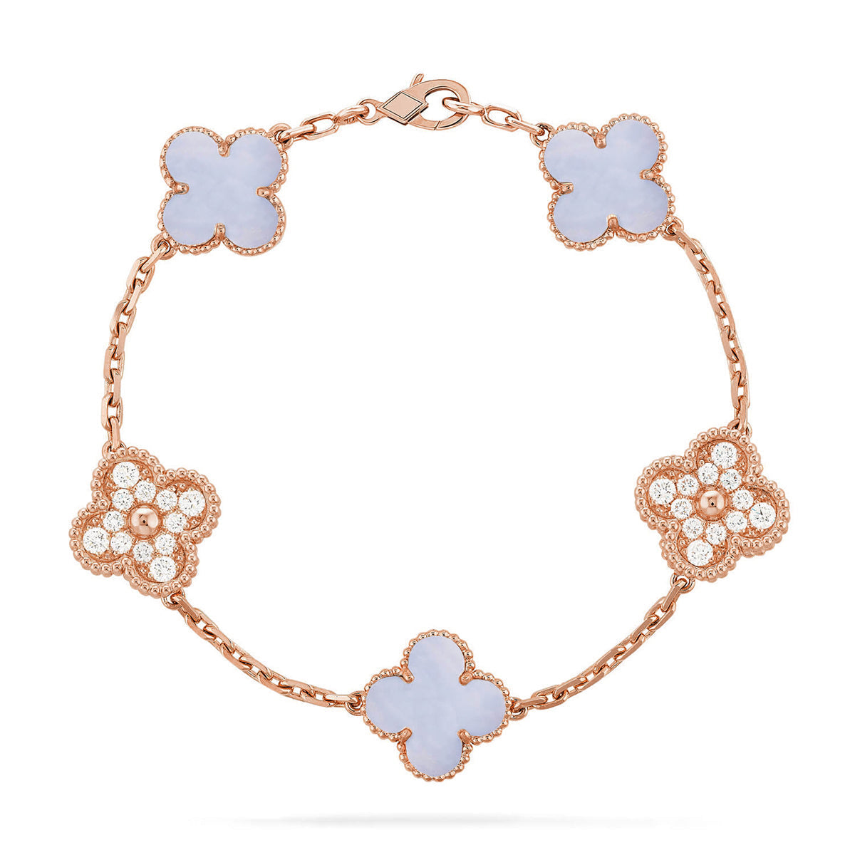 [Sparkle]LUCKY CLOVER 5-MOTIF-ARMBAND - PURPLE CHALCEDONY KOLLEKTION