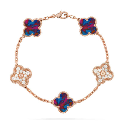 [sparkle Jewelry ]CLOVER 5 MOTIF COLOR GEMSTONES BRACELET COLLECTION