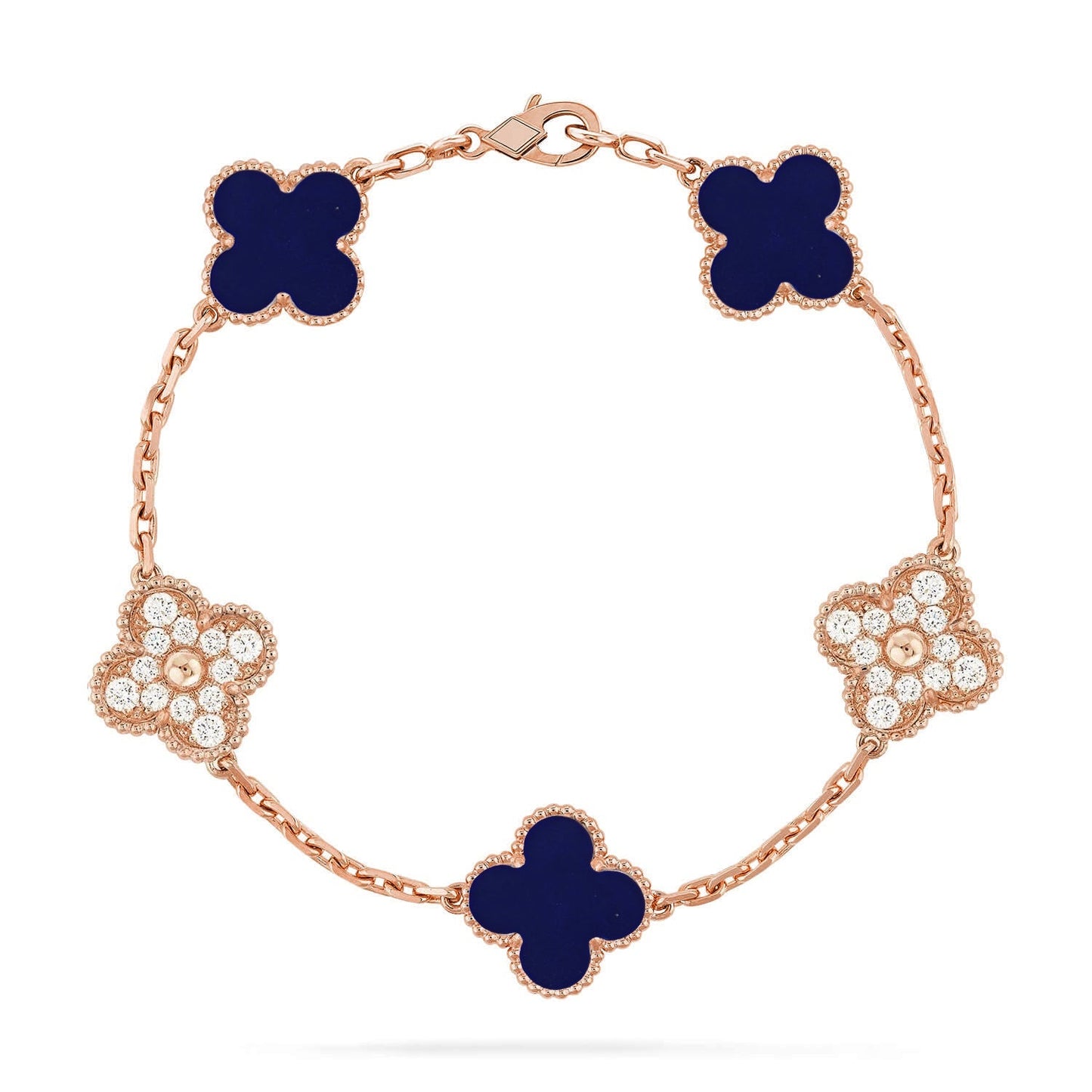 [Sparkle]LUCKY CLOVER 5-MOTIF-ARMBAND – LAPISLAZULI-KOLLEKTION