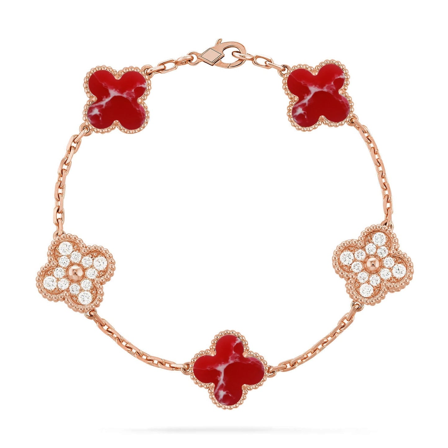 [Sparkle]LUCKY CLOVER 5-MOTIV-ARMBAND - RED LARIMAR KOLLEKTION