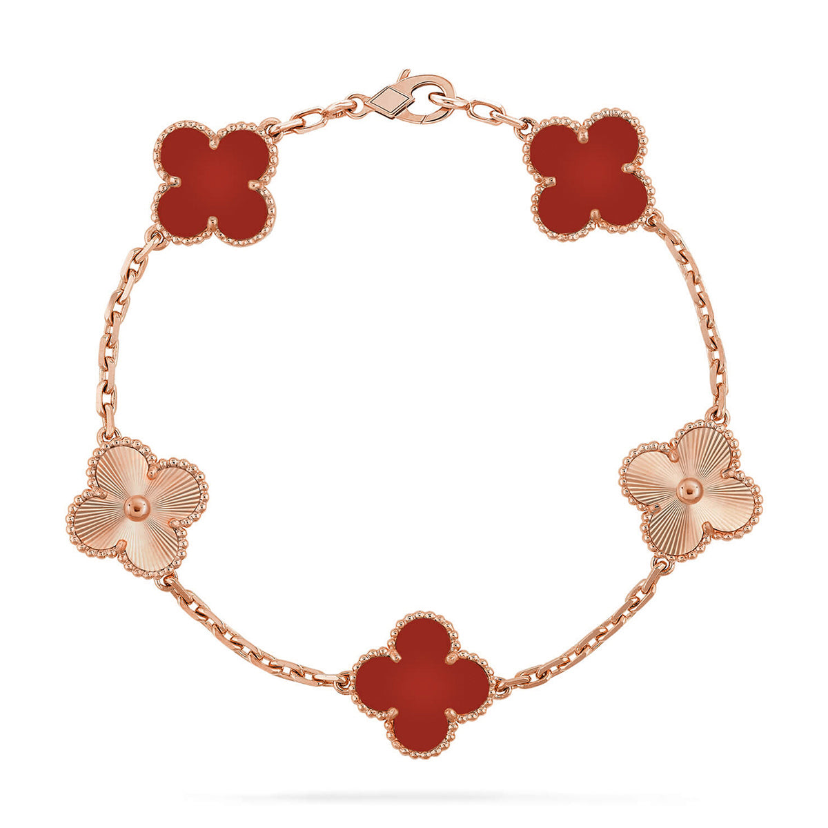 [sparkle Jewelry ] CLOVER 5 MOTIF RED CORNELIAN BRACELET COLLECTION