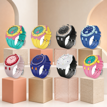 [Sparkle]Royal Oak Pop Exklusives Gehäuse aus Bioceramic & Silikonarmband Mix Color