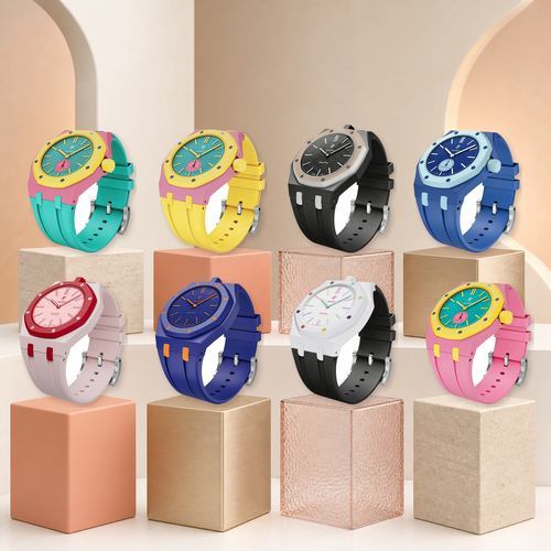 [Sparkle]Royal Oak Pop Exklusives Gehäuse aus Bioceramic & Silikonarmband Mix Color