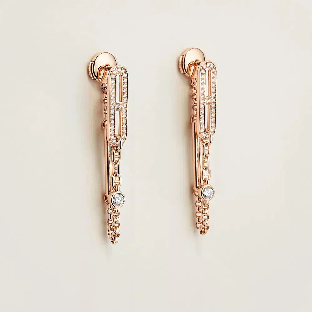 [Sparkle]CHAINE CHAOS DIAMOND DROP EARRINGS