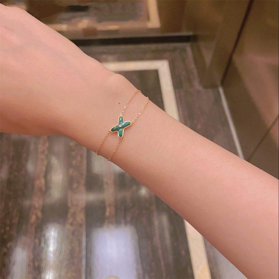 [sparkle Jewelry ]JEUX BRACELET MALACHITE PINK GOLD 1 DIAMOND