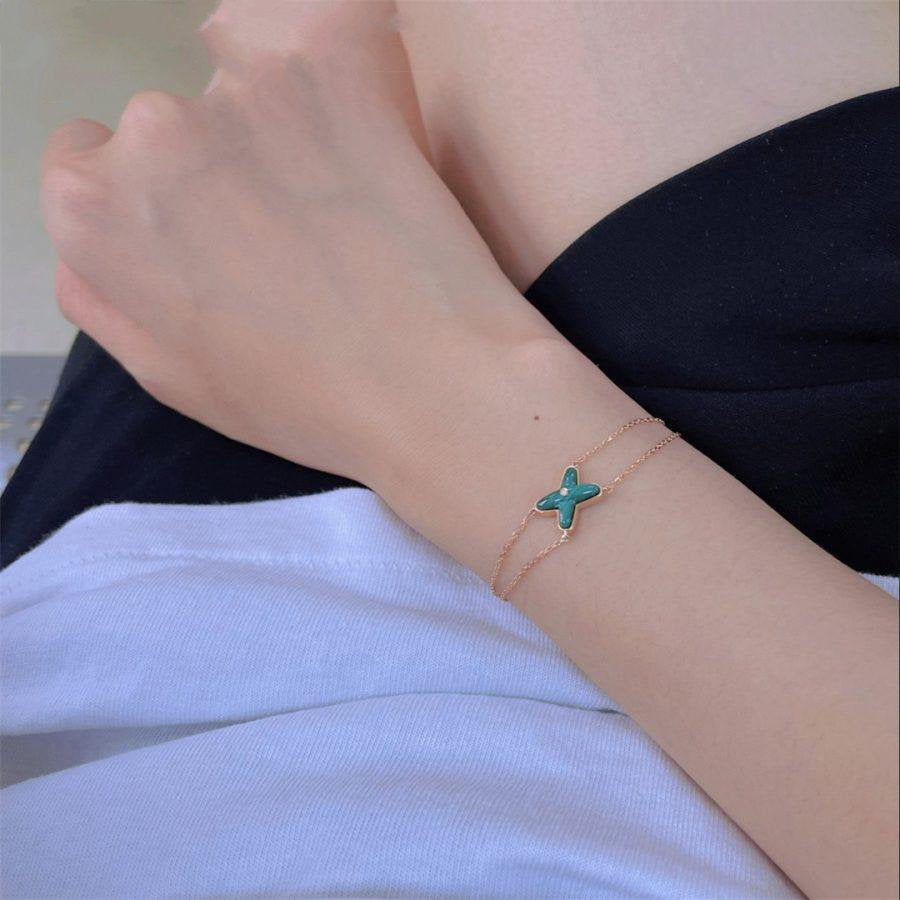 [sparkle Jewelry ]JEUX BRACELET MALACHITE PINK GOLD 1 DIAMOND