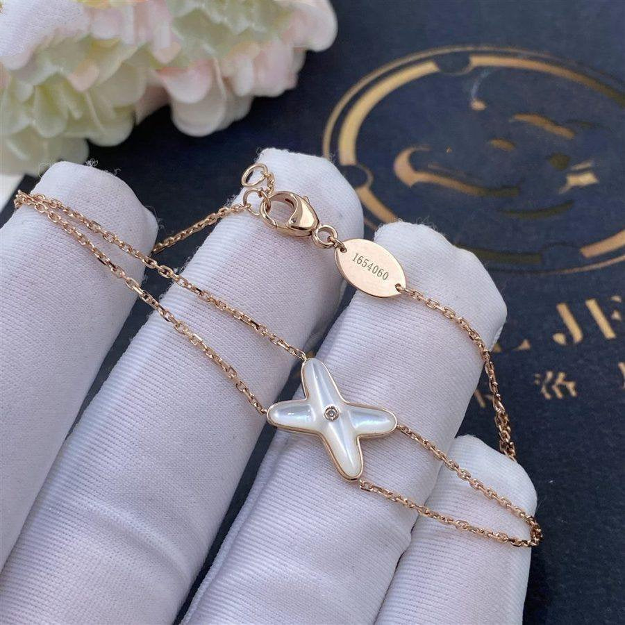 [sparkle Jewelry ]JEUX BRACELET WHITE MOP PINK GOLD 1 DIAMOND