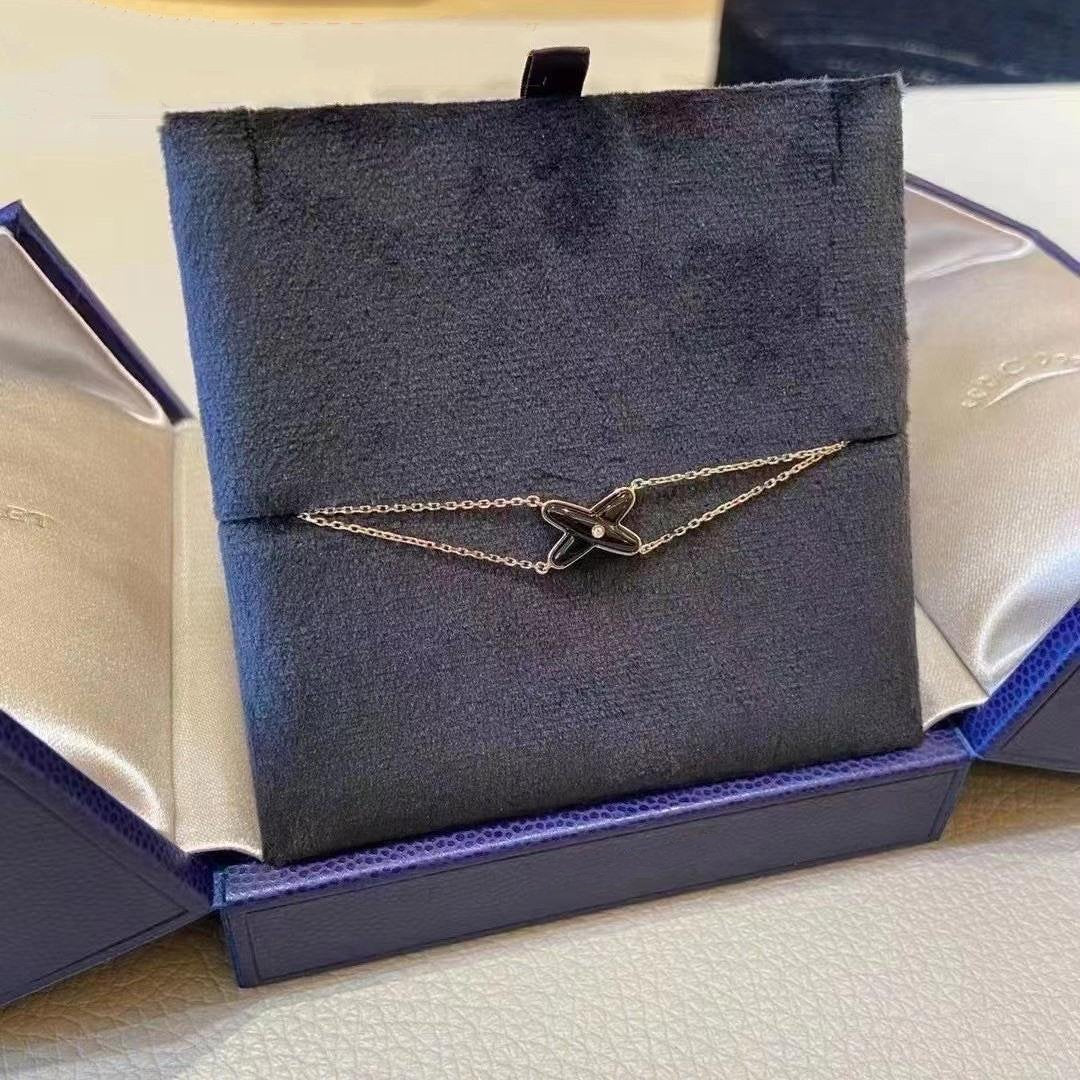 [sparkle Jewelry ]JEUX BRACELET ONYX PINK GOLD 1 DIAMOND