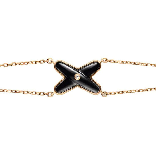 [Sparkle]JEUX ARMBAND ONYX ROSE GOLD 1 DIAMANT