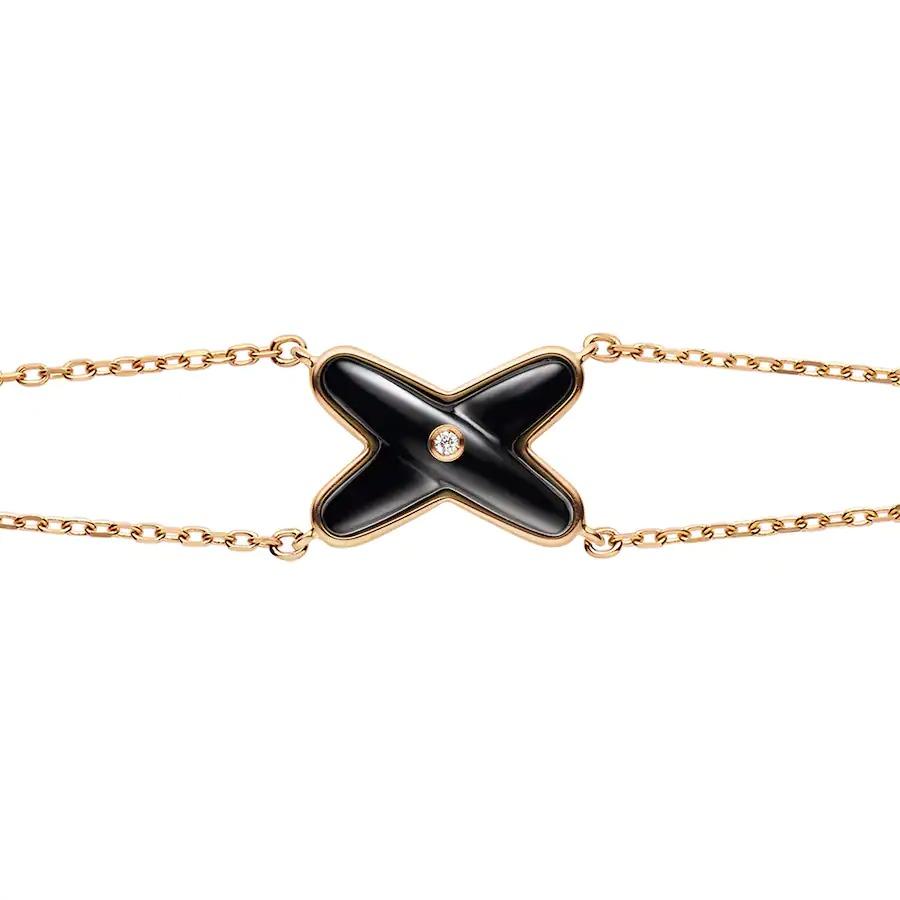 [sparkle Jewelry ]JEUX BRACELET ONYX PINK GOLD 1 DIAMOND
