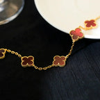 [sparkle Jewelry ] CLOVER 5 MOTIF RED CORNELIAN BRACELET COLLECTION