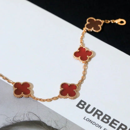 [sparkle Jewelry ] CLOVER 5 MOTIF RED CORNELIAN BRACELET COLLECTION