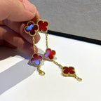 [sparkle Jewelry ] CLOVER 5 MOTIF RED CORNELIAN BRACELET COLLECTION