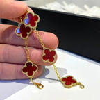 [sparkle Jewelry ] CLOVER 5 MOTIF RED CORNELIAN BRACELET COLLECTION