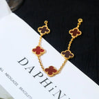 [sparkle Jewelry ] CLOVER 5 MOTIF RED CORNELIAN BRACELET COLLECTION