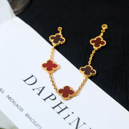 [sparkle Jewelry ] CLOVER 5 MOTIF RED CORNELIAN BRACELET COLLECTION