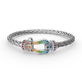 [sparkle Jewelry ]FORC LARGE HORSESHOE  COLORED DIAMOND BRACELET SILVER