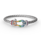 [sparkle Jewelry ]FORC LARGE HORSESHOE  COLORED DIAMOND BRACELET SILVER