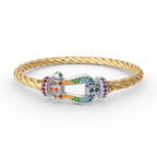 [sparkle Jewelry ]FORC LARGE HORSESHOE  COLORED DIAMOND BRACELET SILVER
