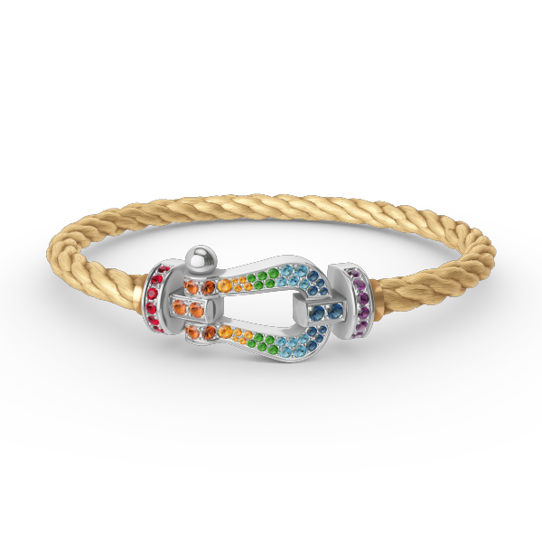 [Sparkle]FORCE GROSSES HUFEISEN FARBIGES DIAMANTENARMBAND - WEISSGOLD