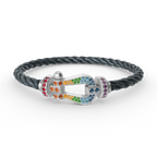 [sparkle Jewelry ]FORC LARGE HORSESHOE  COLORED DIAMOND BRACELET SILVER