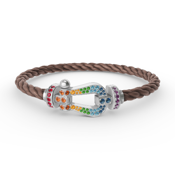 [Sparkle]FORCE GROSSES HUFEISEN FARBIGES DIAMANTENARMBAND - WEISSGOLD