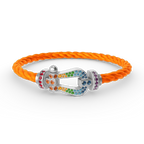 [sparkle Jewelry ]FORC LARGE HORSESHOE  COLORED DIAMOND BRACELET SILVER