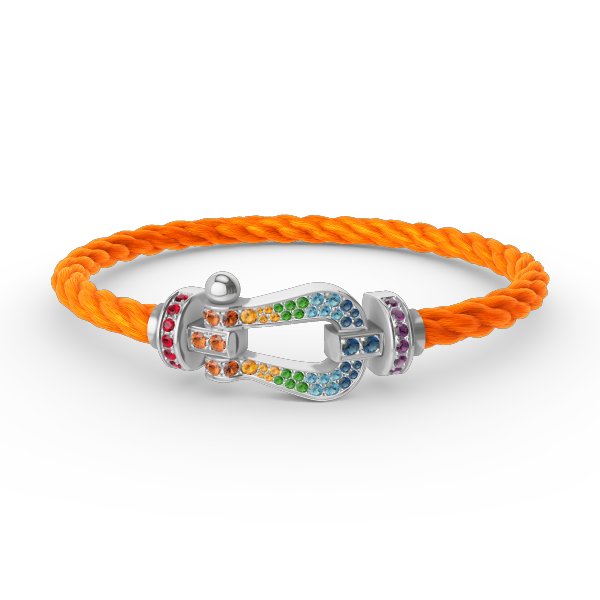 [Sparkle]FORCE GROSSES HUFEISEN FARBIGES DIAMANTENARMBAND - WEISSGOLD
