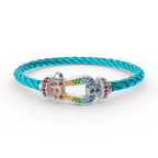 [sparkle Jewelry ]FORC LARGE HORSESHOE  COLORED DIAMOND BRACELET SILVER