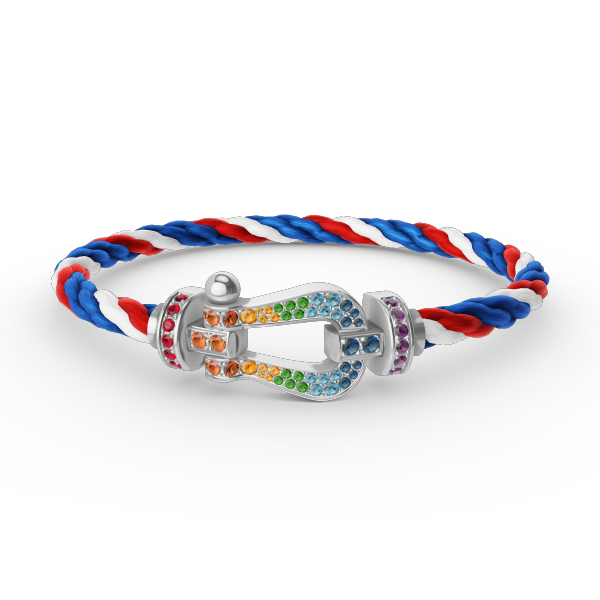 [Sparkle]FORCE GROSSES HUFEISEN FARBIGES DIAMANTENARMBAND - WEISSGOLD