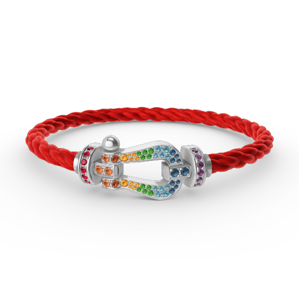 [Sparkle]FORCE GROSSES HUFEISEN FARBIGES DIAMANTENARMBAND - WEISSGOLD