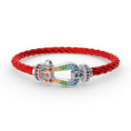 [sparkle Jewelry ]FORC LARGE HORSESHOE  COLORED DIAMOND BRACELET SILVER