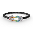 [sparkle Jewelry ]FORC LARGE HORSESHOE  COLORED DIAMOND BRACELET SILVER