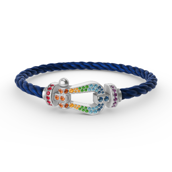 [Sparkle]FORCE GROSSES HUFEISEN FARBIGES DIAMANTENARMBAND - WEISSGOLD