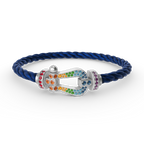 [sparkle Jewelry ]FORC LARGE HORSESHOE  COLORED DIAMOND BRACELET SILVER