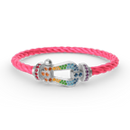 [sparkle Jewelry ]FORC LARGE HORSESHOE  COLORED DIAMOND BRACELET SILVER